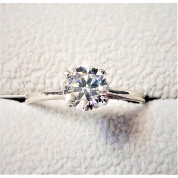 Engagement Ring 10 KT White Gold & Round Moissanite Size 6.5 - $1285 - Picture 2 of 5